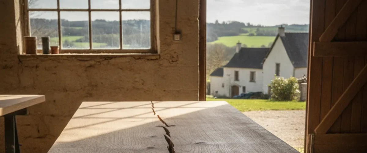 bois table chene fend